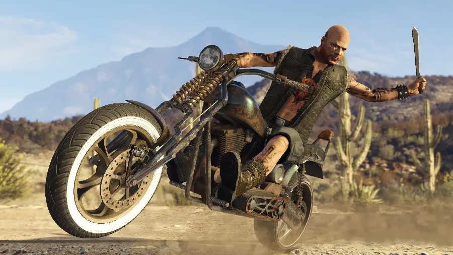 عکس موتورسوار در بازی GTA اتومبیل دزدی بزرگ ۵