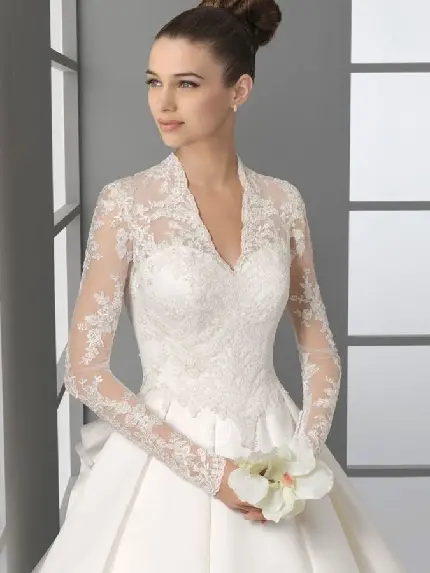 دانلود عکس لباس عروس آستین دار شیک