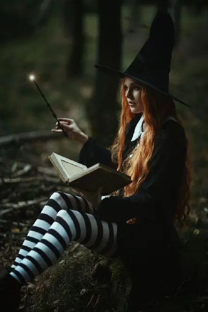 دانلود والپیپر جادوگر در حال ورد خواندن از روی کتاب