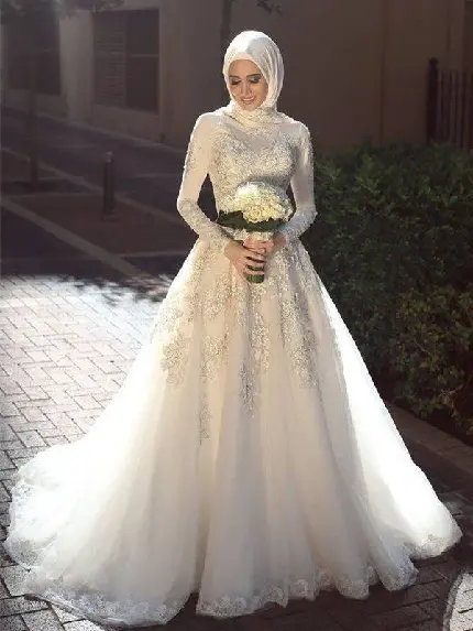 دانلود تصویر عروس محجبه با لباس پوشیده