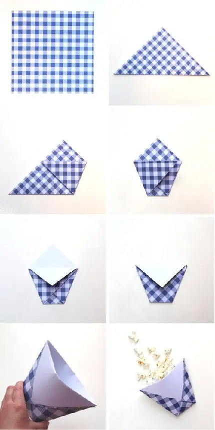 عکس اوریگامی روش ساخت جعبه پاپ کورن