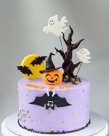 عکس کیک با تزئین کدوتنبل هالووینی زیبا