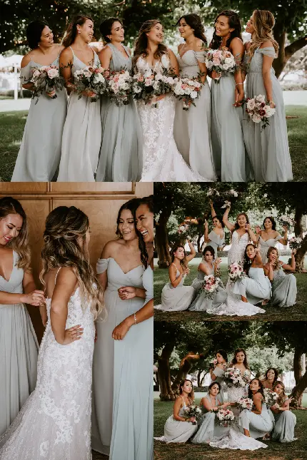 ایده عکس عروس با دوستانش در عروسی