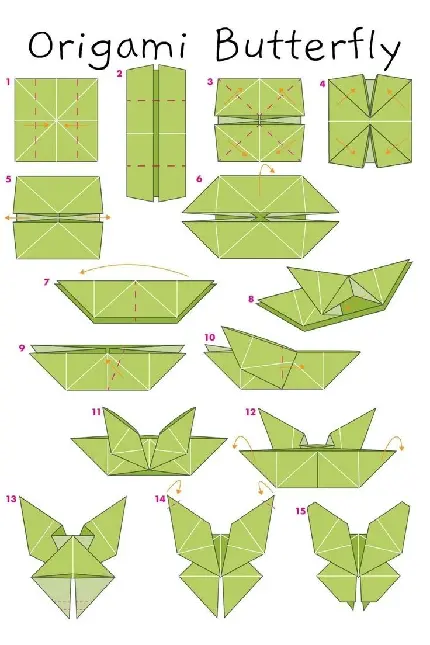 تصویر اوریگامی روش ساخت پروانه کاغذی 