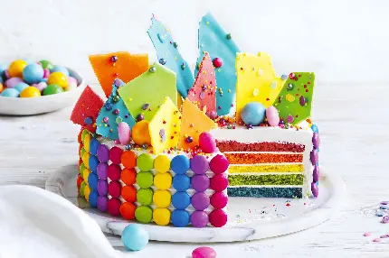 عکس مدل کیک رنگین کمانی
