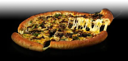 تصویر حرفه ایی از پیتزا گوشت و پنیر