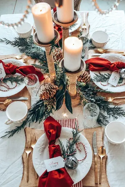 دانلود والپیپر تزئینات میز غذاخوری در روز کریسمس