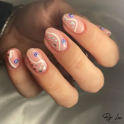 عکس مدل چشم نظر برای فرنچ ناخن evil eyes nails