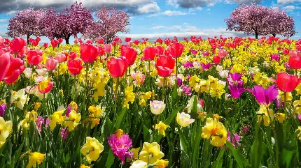 تصویر زمینه و والپیپر گل های رنگی فصل بهار
