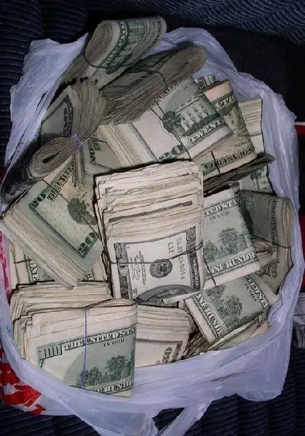 دانلود عکس دلار زیاد در کیسه پلاستیکی
