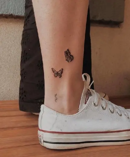 عکس طرح تتو پروانه برای مچ پا