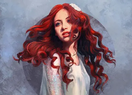 عکس نقاشی دیجیتال دخترونه با موهای قرمز