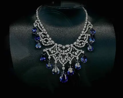 دانلود عکس گردنبند جواهر آبی رنگ الماس 