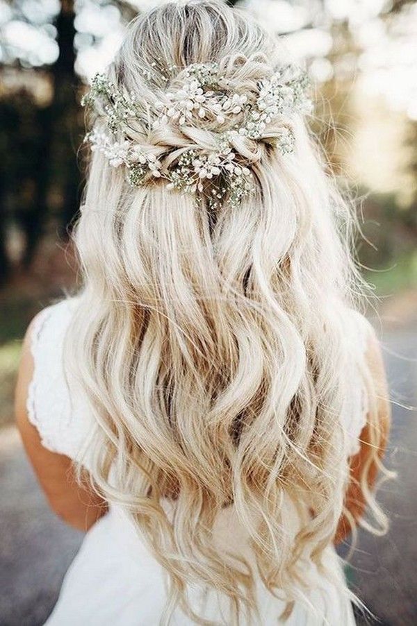مدل موی باز برای عروس و تاج گل ساده