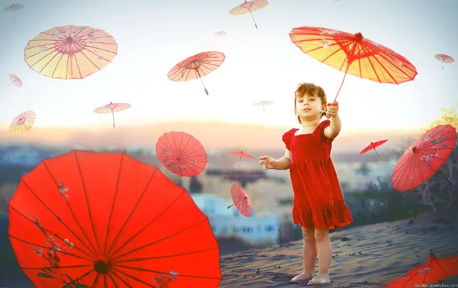عکس پس زمینه کودکانه چتر دخترانه با کیفیت بالا برای دانلود