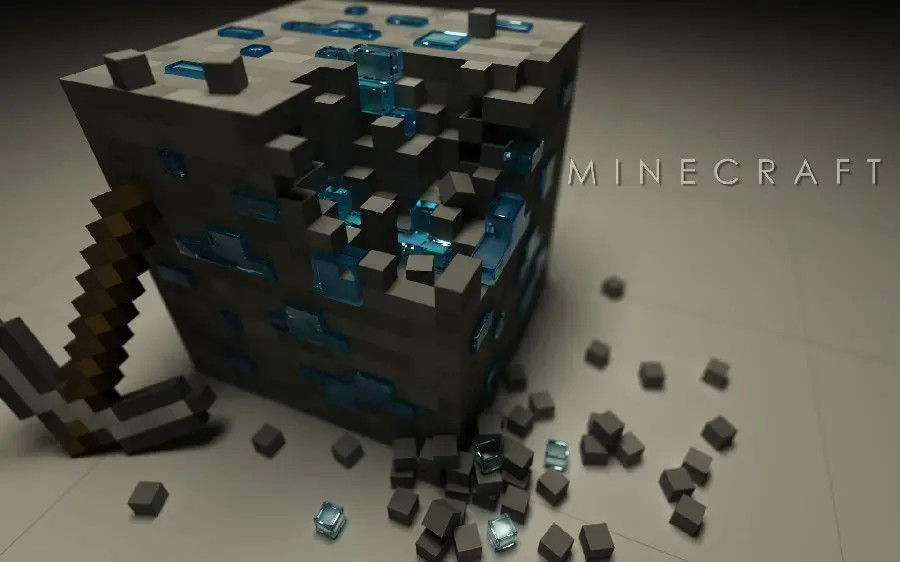 تصویر دیدنی بلوک الماس Minecraft با کیفیت 4K