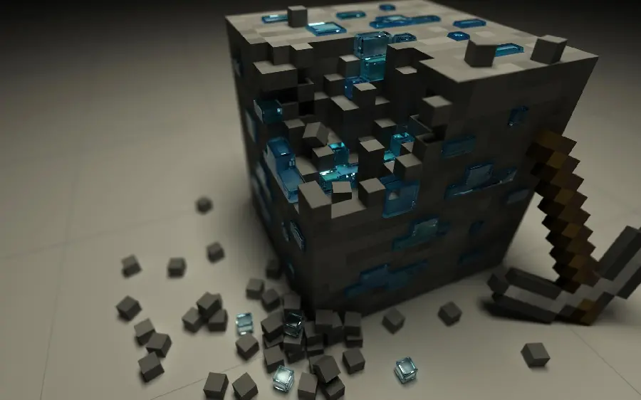 تصویر شگفت انگیز بلوک الماس Minecraft با کیفیت Ultra HD