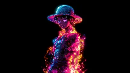 والپیپر نئونی مونکی دی لوفی Monkey D Luffy