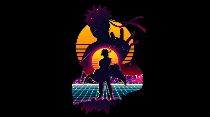 والپیپر و پس زمینه رترو ناروتو با پس زمینه مشکی AMOLED
