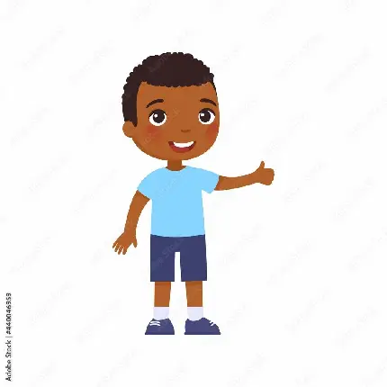 چاپ پوستر تصویری کارتونی از پسری سیاه پوست در حال حرف زدن مناسب پاورپوینت 