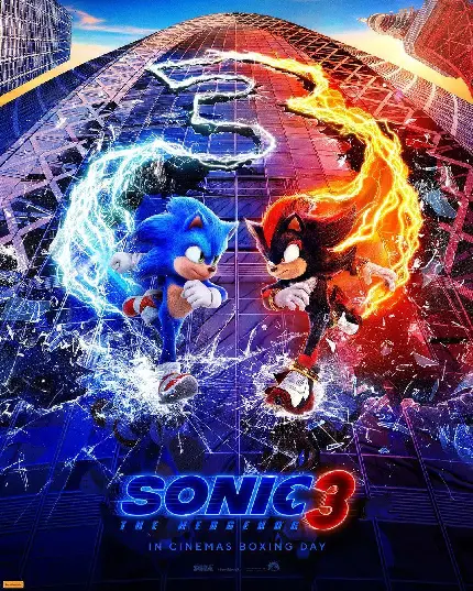 پوستر جدید فیلم سونیک ۳ و شدو Sonic the Hedgehog 3 دانلود تصویر پس‌زمینه