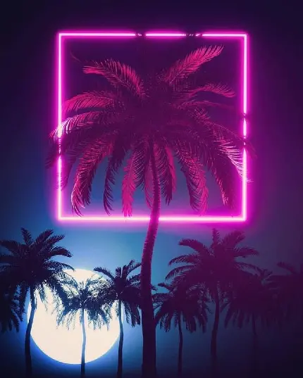 زیباترین تصویر زمینه درخت نخل نئونی با کیفیت 4K