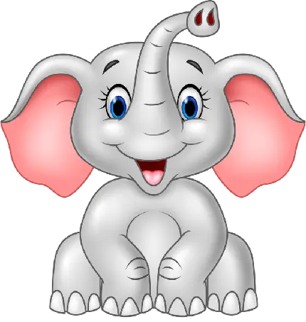 فیل کارتونی PNG با رنگ‌های پرانرژی برای طراحی