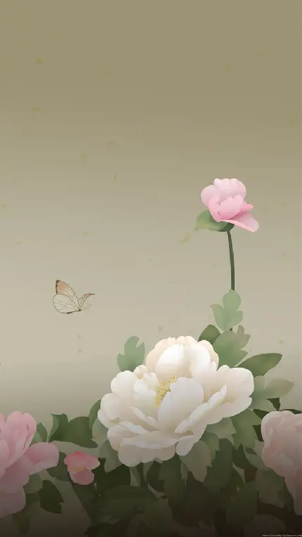 بکگراند شیک و جذاب پروانه ناز و گل های خوشبو برای آیفون