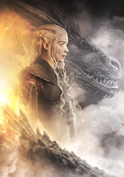 عکس دنریس تارگرین با اژدها با کیفیت 4K Daenerys Targaryen