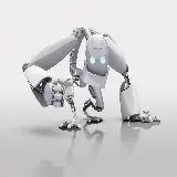 چاپ قاب موبایل و گوشی عکس پروفایل پسرانه ربات ناز نقره ای با ژست جنگی و قدرتمند 