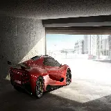 چاپ قاب موبایل و گوشی تصویر زمینه کامپیوتر از خودرو قرمز Ferrari در پارکینگ شخصی