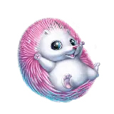 چاپ قاب موبایل و گوشی تصویر پس زمینه جوجه تیغی با خارهای رویایی صورتی و آبی PNG