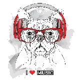 چاپ قاب موبایل و گوشی تصویر پس زمینه نقاشی سگ با متن l love music 
