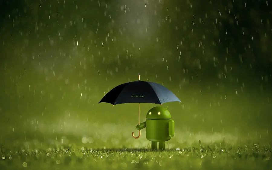 تصویر اندروید با چتر با کیفیت Hd