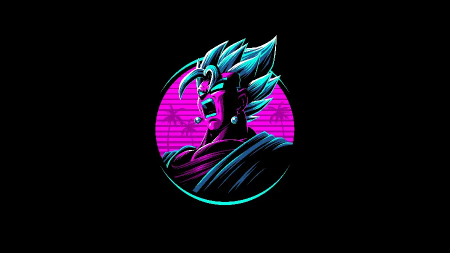 والپیپر نئون وگیتو از Dragon Ball Z با پس زمینه مشکی AMOLED کیفیت 5K