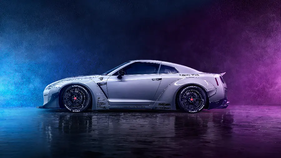عکس نیسان GT-R با افکت نئون و کیفیت اچ دی