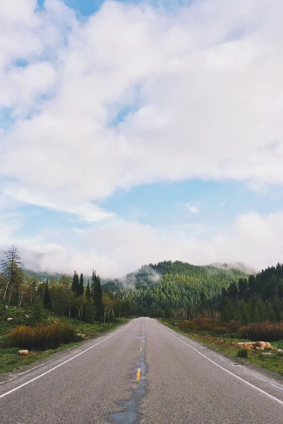 عکس جاده آسفالتی مستقیم به سمت کوهستان برای پروفایل سفر