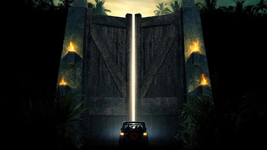 زیباترین تصویر Jurassic Park Gate با کیفیت 4K
