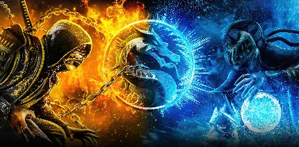 تصویر فیلم Mortal Kombat با شخصیت های ساب زیرو و اسکورپیون