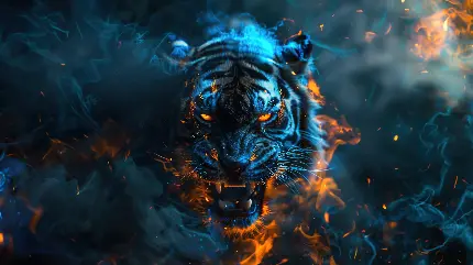 عکس ببر غرش کننده با کیفیت 4K و رزولوشن 5120x2880