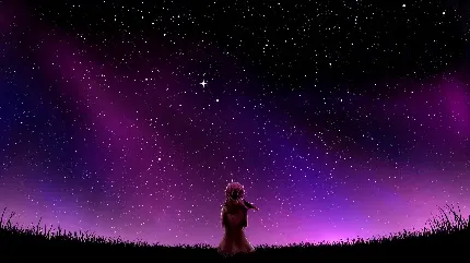 والپیپر ستاره ها و آسمان بنفش با کیفیت اچ دی