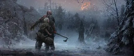 عکس بازی God of War 4 با شخصیت های کریتوس و آترئوس و کیفیت 4K