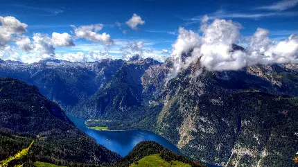 تصویر منظره کوهستان و دره سبز با کیفیت بالا