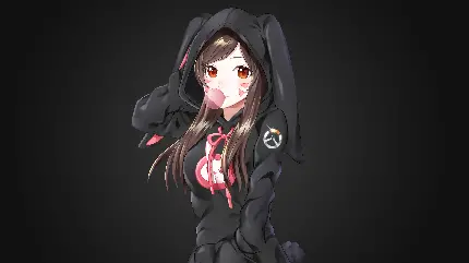 عکس کاراکتر D.Va از بازی Overwatch با پس زمینه تاریک کیفیت 4K