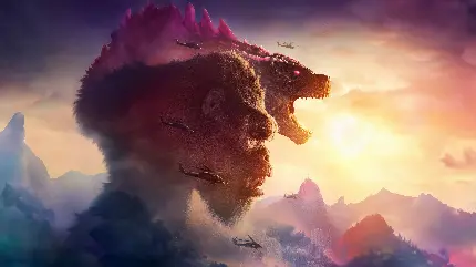 تصویر فیلم Godzilla x Kong با کیفیت 8K برای قاب آیفون