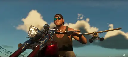 تصویر شخصیت جیسون دوال با موتور در بازی GTA 6