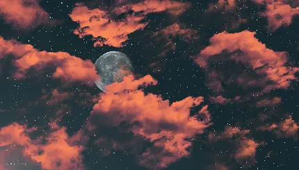 عکس ماه کامل با بک گراند شب و کیفیت 8K