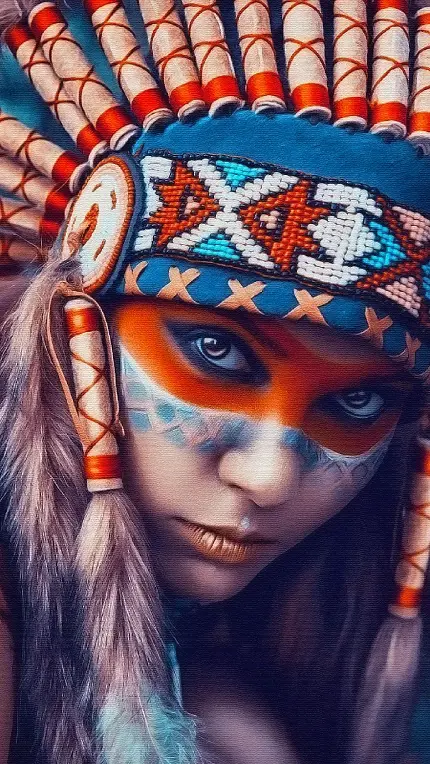 جذاب ترین عکس نقاشی قبیله ای سرخ پوست با کیفیت اچ دی