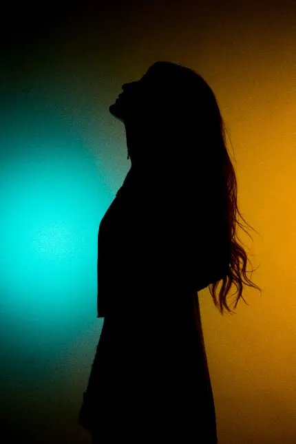 زیباترین تصویر سیلوئت زن با پس زمینه رنگی کیفیت بالا
