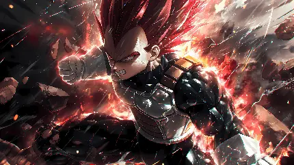 تصویر شخصیت Vegeta در حالت Super Saiyan با کیفیت بالا تولید شده توسط هوش مصنوعی